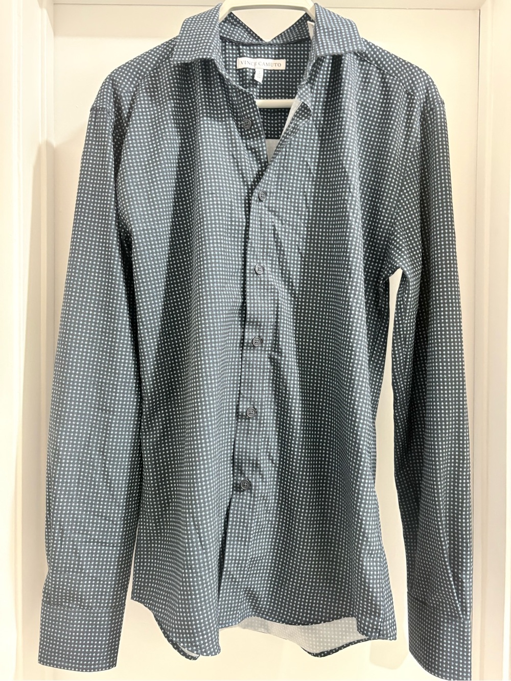 Vince Camuto Men's Navy Blue Microdot Button-Down Shirt